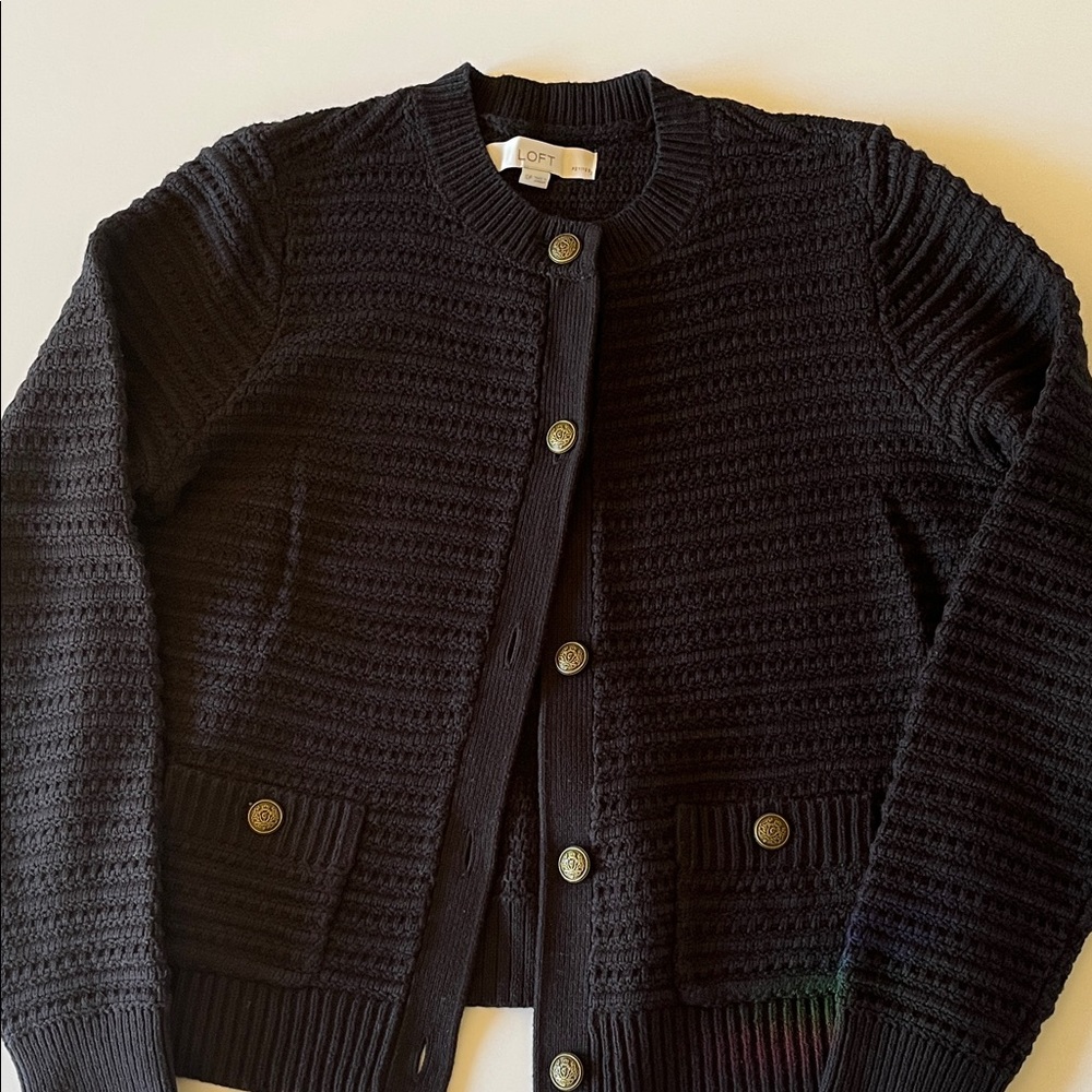 Loft Black Button-Up Cardigan